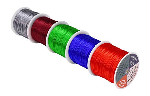 Mandala Crafts Satin Rattail Cord String From Nylon For Chinese Knot, Macramé, Trim, Jewelry Making Assorted Colors 1Mm 22 Yards X 25 Rolls #TOP1