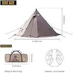 OneTigris Rock Fortress Tente chaude avec Stove Jack, 4 Saison, Tipi Tente 4-6 personnes, Tente de famille pour le camping Backpacking Chasse Waterproof avec Stove Jack, Tenne familiale, pour le Camping, Backpacker, Chasse, Pêche
