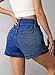 Pink Queen Women's Jean Shorts Empire Waist Stretchy Zip Up Front Button Closure Classic Denim Shorts with Pockets Summer Fashion Shorts Dark Blue M