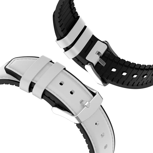 Image of ACM Watch Strap Leather Silicone 22mm compatible with Universal 22mm Size Replacement Strap Smartwatch Belt Luxury Band