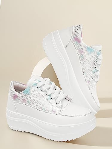 Image of Vendoz Women Casual White Multicolor Sneakers