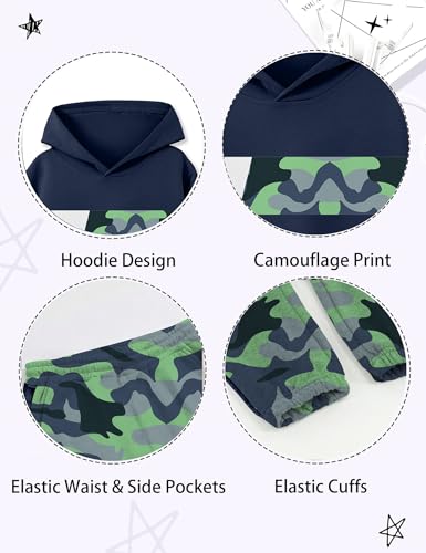 Image of Boys Clothes Boy Outfits 2-Piece Long Sleeve Hoodie and Camouflage Pants Boys Fall Winter Clothes for 6-16 Years