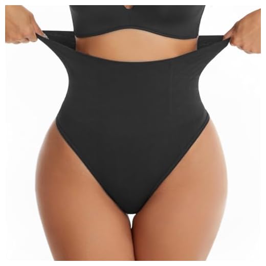 DiULi Fajas Reductoras Mujer, Braga Faja Reductora, Moldeador Braga Postparto de Cintura Alta, Shapewear Bragas con Espalda en T, Adelgazante Pantalón Faja Elástica, Cómodo y Sexy (Negro-L)