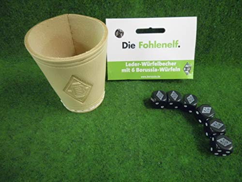 Preisvergleich Produktbild Teepe Verlag Borussia Mönchengladbach - Würfelbecher mit 6 Würfel - Fußball - Fanartikel - Knobelbecher - Leder - Bundesliga - Die Fohlen