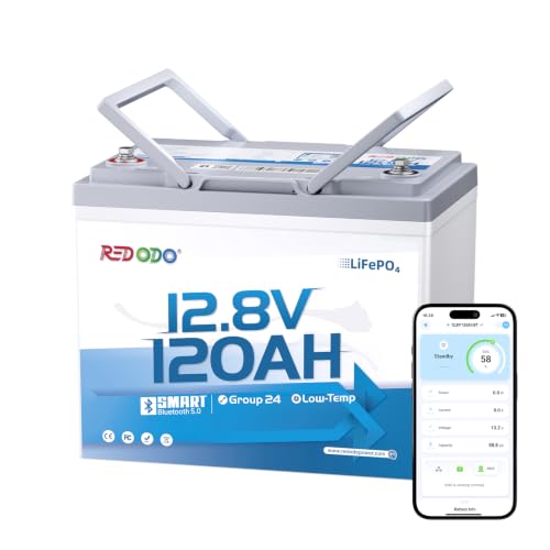 Image of Redodo 12.8V 120Ah Bluetooth LiFePO4 Battery Group 24 & 1536Wh Energy