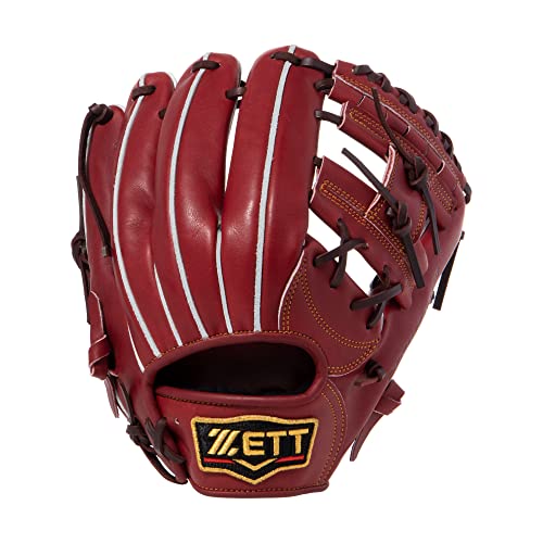 ZETT BPROG441 Hard Baseball Glove Prostatus, for Infielders, for Seconds/Shorts, Right Throwing, Bordeaux Brown (4000), Size: 2, Made in Japan