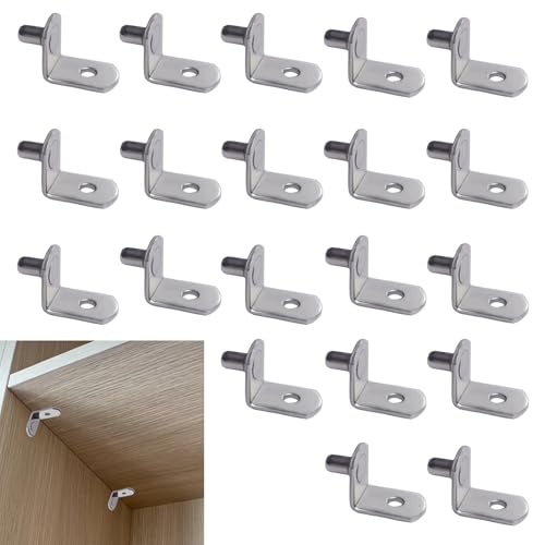 BMZXCH 20 Piezas 4mm Clavijas de Acero Sólido Soporte Baldas Armario Metalico Cocina, Soportes para Baldas de Armario, Herrajes para Sujeción de Baldas para Muebles Gabinetes Silla Estantes