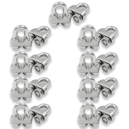 Image of 304 Stainless Steel 1 /4 Inch M6 Wire Rope Cable Clip Clamp,18Pcs U Bolt Saddle Fastener for Securing Loads,Rigging, Temporary Guardrail Systems