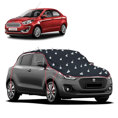 Image of Dog Protection Spike Car Cover for Ford Aspire Bonnet to Roof Easy Installation with 4 Elastic Hook Strap | Anti-Scratch Soft Cotton Inner | Complete Protection from Street Dogs & Monkeys