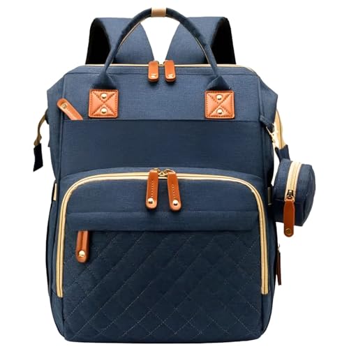 Bolsa Maternidade Mochila Impermeável com Bolsos para Mamadeira e porta Chupetas Multifuncional Espaçosa para a Mamãe e o Bebê (AZUL)