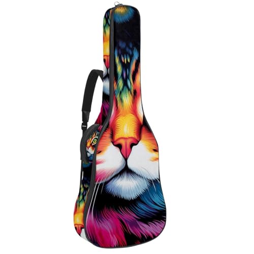 Magnifique étui pour guitare acoustique imprimé chat multicolore