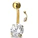 COOLSTEELANDBEYOND Surgical Steel Gold Belly Button Ring Body Jewelry Piercing Ring Navel Ring with Cubic Zirconia