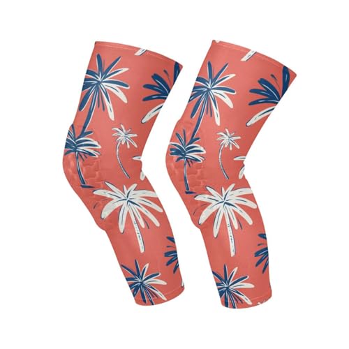 JUNZAN Tropical Palms Coral Basketball Knee Pads for Youth Kids Wrestling Knee Pads with Sleeves Sport Kneepads for Volleyball Football
