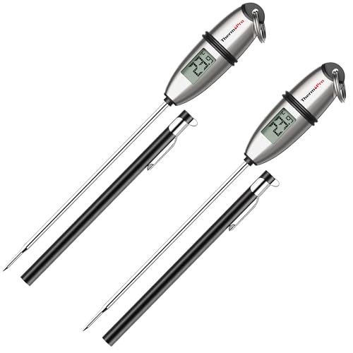 ThermoPro Fleischthermometer Digital Küchenthermometer mit langer Sonde Grillthermometer Kabellos Bratenthermometer Thermometer Kochen für Flüssigkeit Milch BBQ Grill Steak 2 Stücke