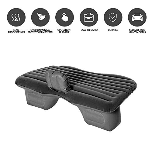 Inflatable Car Mattress Back Seat Bed,Car Air Mattress for Camping Travel with Air-Pump & 2 Air Pillows Compatible with Truck SUV (Black) - Thumbnail 3