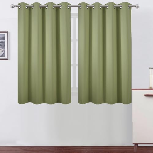 Image of LEMOMO Sage Green Thermal Blackout Curtains /52 x 45 Inch /Set of 2 Panels Room Darkening Curtains