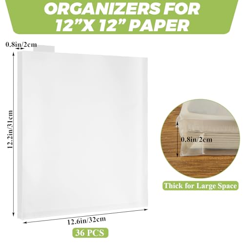 Image of 36 Pack 12 x 12 Scrapbook Paper Storage Organizer, Clear Scrapbook Paper Organizer, PVC Craft Cardstock Storage with Sealing Design Holds Cardstock Vinyl Files Photos