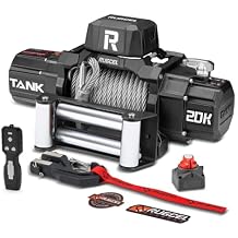 RUGCEL WINCH 20000lb Waterproof Electric Steel Rope Winch 12V with Hawse Fairlead,Black Rope,for Truck SUV