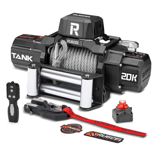 RUGCEL 20,000lb Waterproof Electric Steel Rope Winch 12V