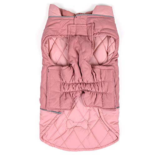 Winter Dog Coat Reversible Dog Jackets Bone Waterproof Reflective Cold Weather Pet Wearing For Small Medium Large Dogs (Pink, L) #TOP3
