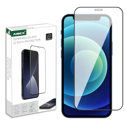 Image of AIBEX Military-Grade Gorilla Tempered Glass Compatible For iPhone 12 Mini (Black) Edge To Edge Coverage With Easy Installation Kit