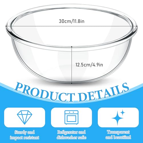 Tazón grande de vidrio para mezclar 6.5 qt transparente miniatura 2