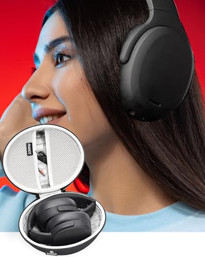 Image of Hard Travel Carrying Case Compatible with Skullcandy Crusher Over-Ear Headphones. (Case Only, Not Include The Device)-Black(Gray Lining)