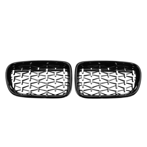 X3 F25 2010-2013用 オールブラック シングルライン フロントバンパー シルバーダイヤモンドスタイル ダブルスラットグリル 車のダブルキドニーグリル(Diamond-Chrome Black)