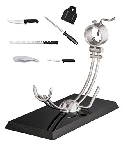Hidalgo Soporte Jamonero Afinox Granito Negro + Cuchillos Profesionales 3 Claveles + Regalo Cubre Jamón Cover