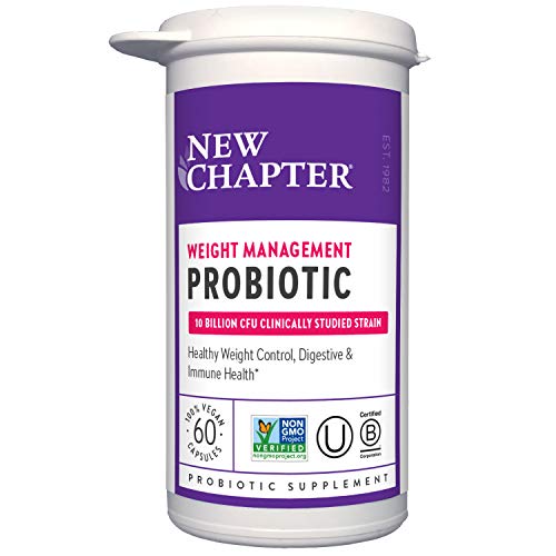 New Chapter Weight Management Probiotic - 60 ct (2 Month Supply), Probiotics for Men & Women with Prebiotics and Probiotics + 100% Vegan + Soy Free + Non-GMO