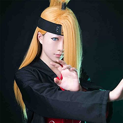 BYOOTI Deidara 60 cm de comprimento liso amarelo dourado resistente ao calor cosplay fantasia peruca