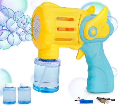 Image of Zest 4 Toyz Bubble Gun for Kids 15 Hole Electric Bubble Machine with Bright Light 2 Bubble Bottles and Rechargeable Battery Leak Proof Indoor Outdoor Fun Toy - Multicolor