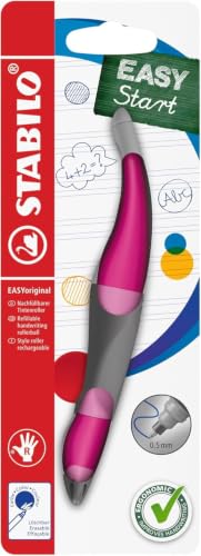 STABILO - Ergonomischer Tintenroller für Rechtshänder - EASYoriginal in pink hell/dunkel - blau (löschbar) - inkl. Patrone - Blister