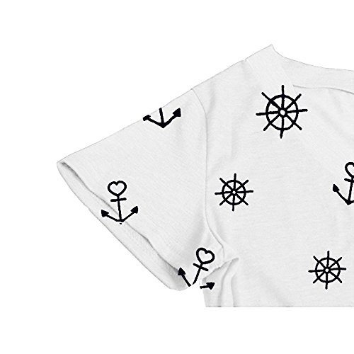 Fleasee Damen T-Shirt Lässig Kurzarm Basic Tee V-Ausschnitt Shirts Stretch Falten Tunika mit Knöpfen Allover Minimal Druck Sommer Oberteile Tops - 3
