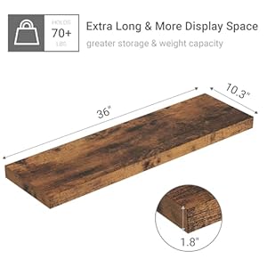 Floating Shelves Rustic Brown, Wall Shelves with Invisible Brackets for Bedroom, Bathroom, Living Room, Kitchen,Wall Mounted Modern Farmhouse,Set of 2 Floating Shelves Rustic Brown Wall Shelves with Invisible Brackets for Bedroom Bathroom Living Room KitchenWall Mounted Modern FarmhouseSet of 2