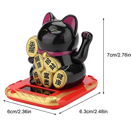 Chat ondulant à énergie solaire noir figurine Maneki Neko réception et commerce - 4