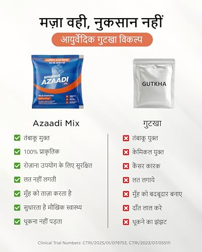 Image of Smotect Azaadi Mix | Quit Gutkha & Repair Damage | Clinically Proven | 100% Ayurvedic | FDA Approved | Tobacco-Free | Safe and Natural | 100000+ Success Stories | Pack of 50