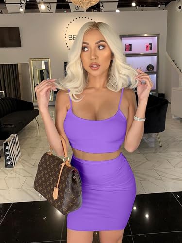 Image of BORIFLORS Women's Sexy 2 Piece Bodycon Mini Party Dresses Halloween Costume Strap Crop Top Short Skirt Set