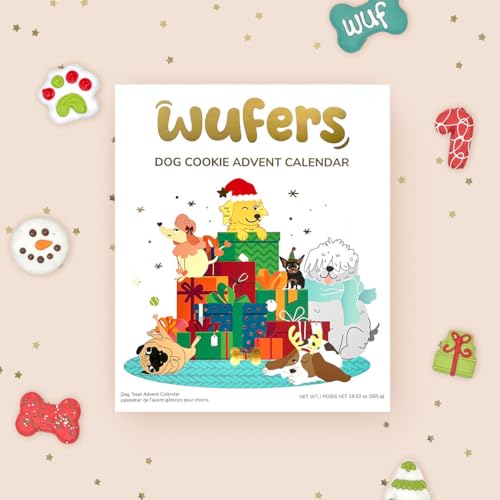 Wufers Advent Calendar for Dogs | Handmade Hand-Decorated Treats | Dog Gift Box Made with Locally Sourced Natural Ingredients