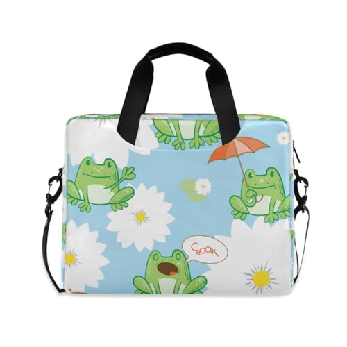 MiaoLD パソコンケース PCケース カエル 蛙 雛菊 太陽 ブルー おもしろ 可愛い ノートPCインナーケース 15.6インチ A4対応 耐衝撃 超強保護 ノートパソコンバッグ ビジネスバッグ レディース メンズ 通勤 通学 出張 手揚げ ショルダー