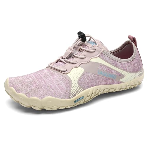 SAGUARO Barefoot Shoes Uomo Donna Scarpe Barefoot Scarpe Minimaliste Scarpette da Palestra Traspiranti Scarpette da Scoglio con Punta Larga e Suola a Goccia Zero Lilla,Gr.37
