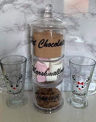 Personalised 3 Tier Hot Chocolate Station, personalised hot chocolate glasses, Christmas hot chocolate