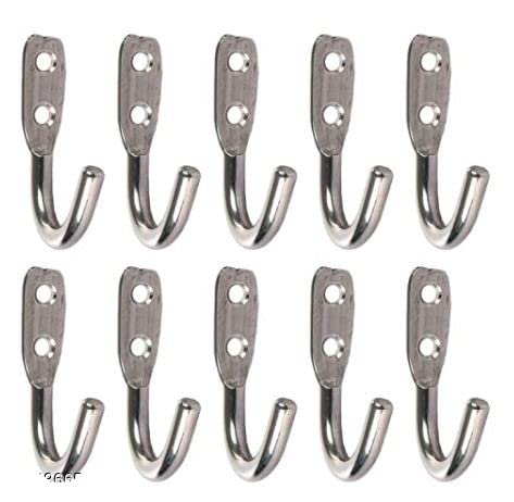 CJ Stainless Steel Unbreakable J Type Hook Bathroom Hooks Cloth Hanger Wall Hook Door Robe Hooks for Hanging Keys,Clothes (10 Pieces)-image-17
