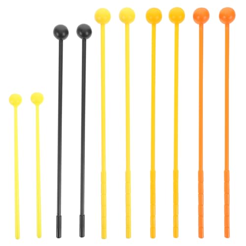 Toddmomy - Toddmomy 10Pcs Assorted Size Plastic Drum Mallets - 31/27/19cm Small Head Orff Percussion Sticks, Ergonomic Grip for Xylophone Glockenspiel Wood Block (5 Colors/1 Pair Each)