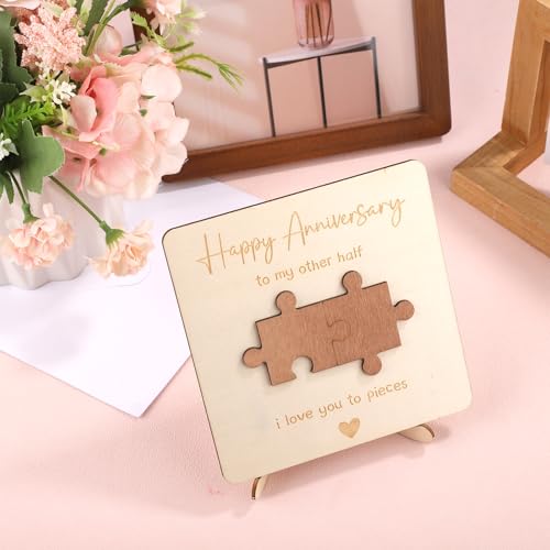 Happy Anniversary Houten Kaart, Verjaardag Decoraties voor Haar Hem Gegraveerd Houten Plaque Romantische Gepersonaliseerde Gift voor Man, Vrouw - Afbeelding 5
