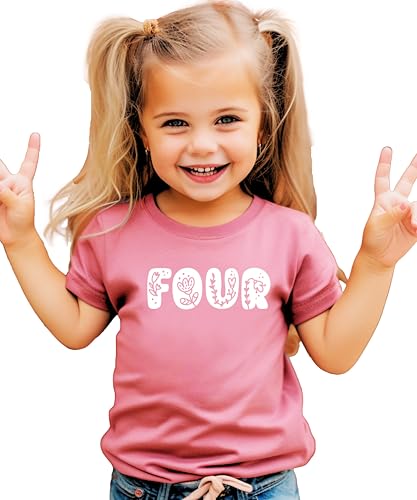 Image of Floral Numbers Ages 1-7 Birthday Girl Shirt for Baby & Toddler Youth Girls