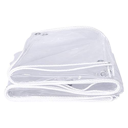 Telone Trasparente Impermeabile per Esterni, Telone Trasparente con Occhielli, Copertura in Foglio di Telo in plastica PVC da 0,35 mm per Patio, Gazebo, Terrazzi, 450 g/m² (Color : Clear, Si