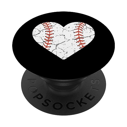 Baseball Cuore Giocatore Sportivo Coach Fan Donne Ragazze PopSockets PopGrip Intercambiabile