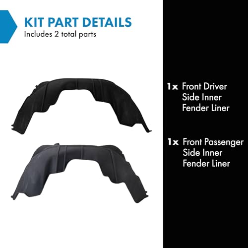 Image of TRQ Front Inner Fender Liner Set Compatible with 2016-2018 Chevrolet Silverado 1500 2019 Silverado 1500 LD GM1248280 GM1249280