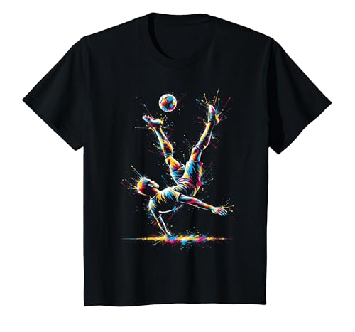 Soccer Player Bicycle Kick T-Shirt Youth Black Large